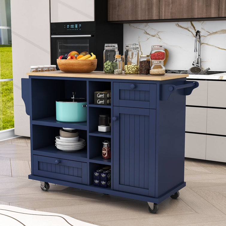 Mataeo Kitchen Cart with 2 Drawers and Wheels Kitchen Island with Spice Rack and Towel Rack